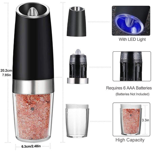 2-Pack: Gravity Electric Salt Pepper Grinder
